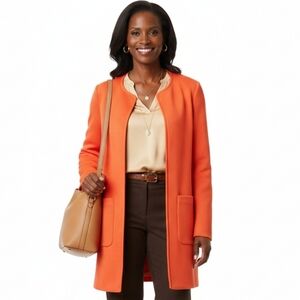 H.M. Women's Open Front Jacket Small Orange Polyester Fall Winter Semi-Formal